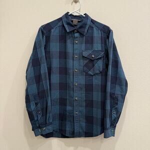 ExOfficio Mens Small Blue Long Sleeve Shirt Cotton Poly Travel Outdoor Hiking